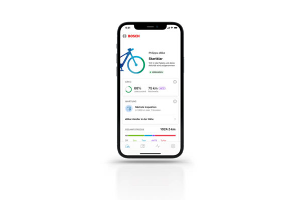 Homescreen der Ebike Flow App des Bosch Smart System für E-Bikes